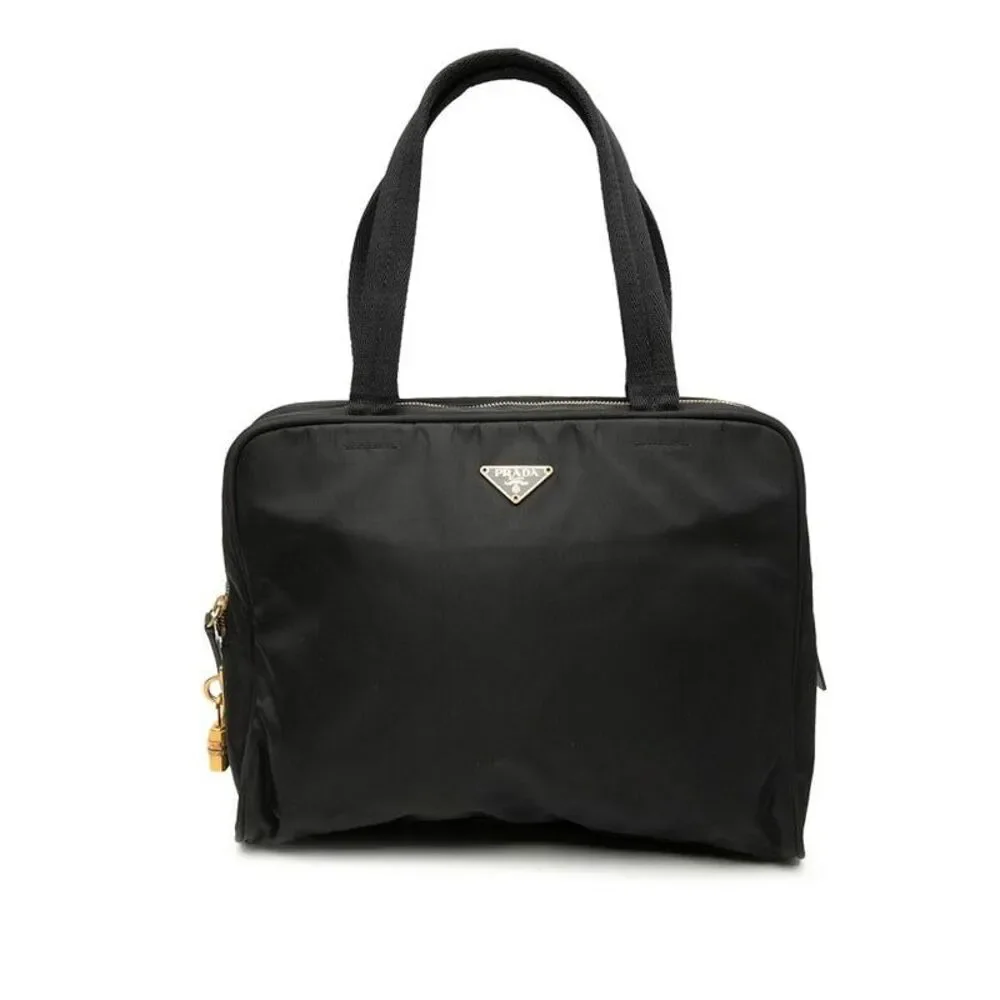 Prada Triangle Logo Plate Tote Bag